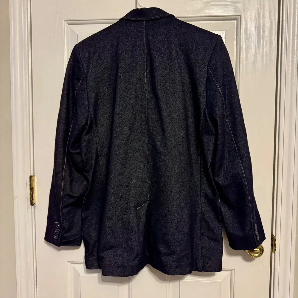 MONDO VTG Denim Blazer Jacket Mens Sz L Regular Fit Cotton Blend - Picture 9 of 10